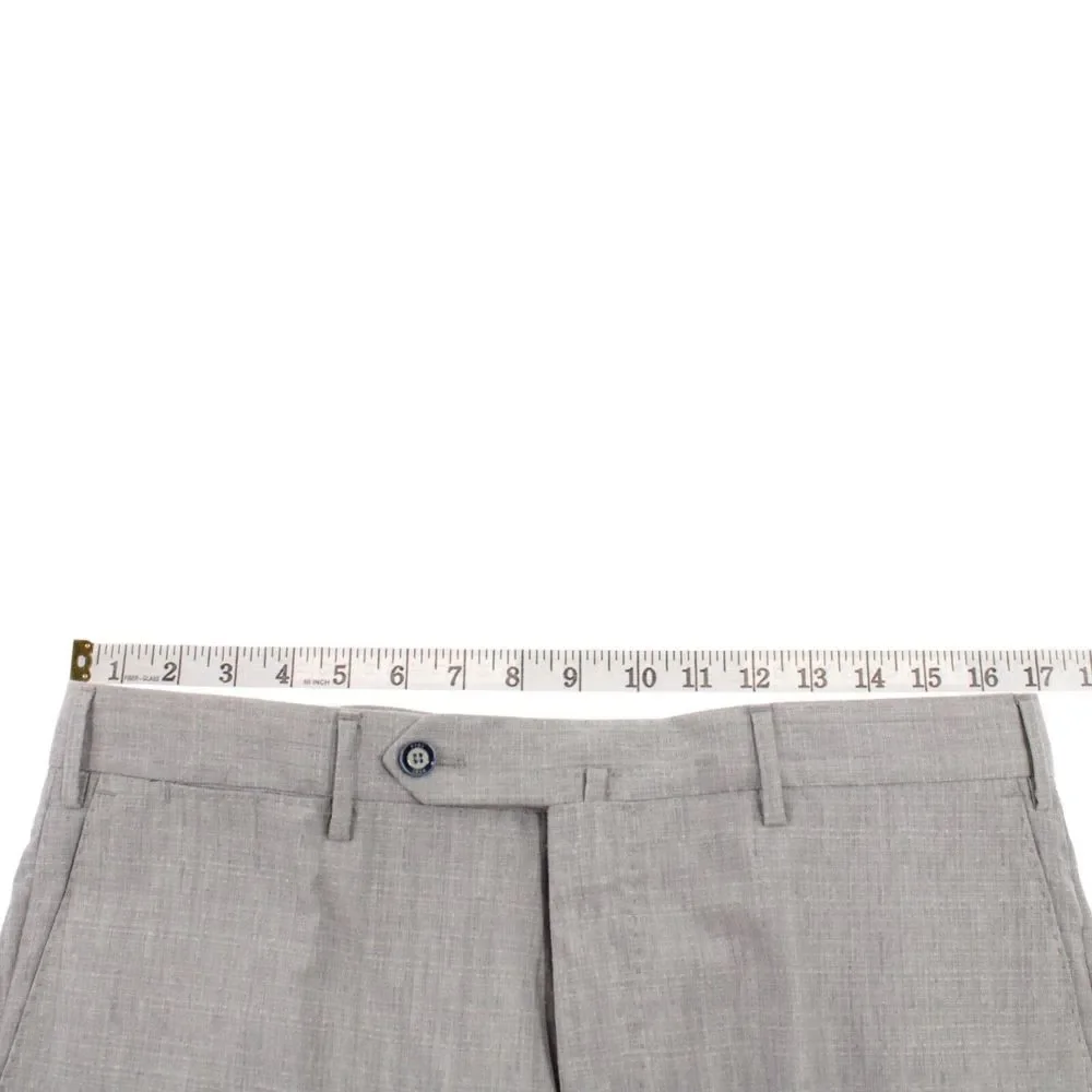 PT01 NWT Flat Front Dress Pants Size 50 34 US Solid Light Gray Melange 100% Wool - Picture 8 of 11